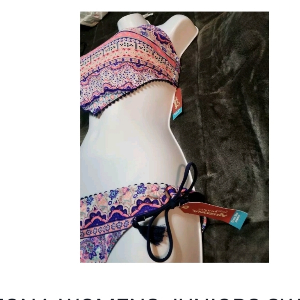 ARIZONA Womens JRS HALTER BIKINI LARGE​ Whimsical NEW - Picture 2 of 3